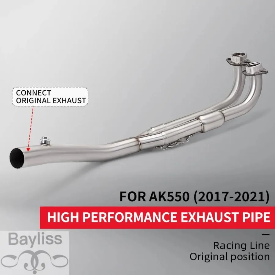【並行輸入品】AK550 2017-2021用 スリップオン フロントパイプ ヘッダーリンクチューブ オリジナルインターフェース バイク排気 ステンレスマフラー