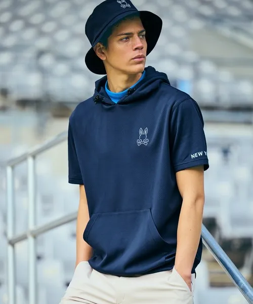 パーカー 「GOLF」シルエットラインBUNNY 半袖パーカ メンズ