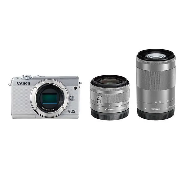 【中古】【１年保証】【美品】Canon EOS M100 ダブルズームキット 15-45mm IS STM + 55-200mm IS STM ホワイト