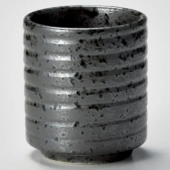 【まとめ買い10個セット品】和食器 イ383-108 黒けずり渦湯呑【ECJ】