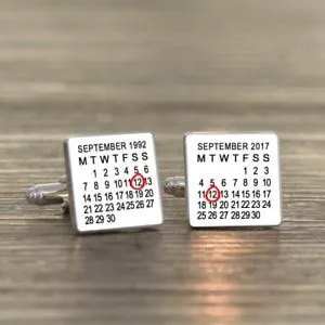 【送料無料】メンズアクセサリ― パーソナライズカレンダーカフリンクスpersonalised white special date calendar cufflinks