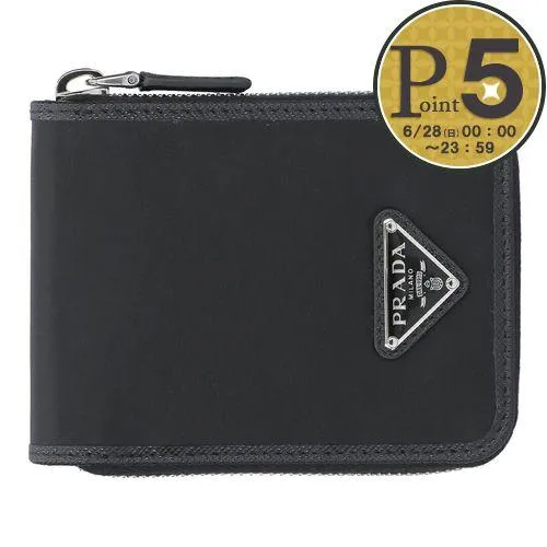 【並行輸入品】 プラダ PRADA 折財布 二つ折り財布 TESSUTO+SAFFIAN テスートサフィアーノ 2ML126 2DMH F0002 NERO