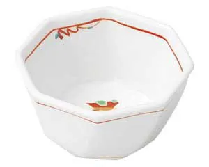 【まとめ買い10個セット品】和食器 ホ070-038 赤絵花紋 八角小鉢(中)【キャンセル/返品不可】【ECJ】