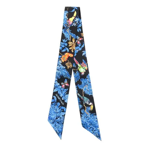 エルメス スカーフ ツイリー ツイリー シルク ブルー ブラック×ブルー×マルチカラー 新品 未使用 【Equateur/赤道直下】 H061798S