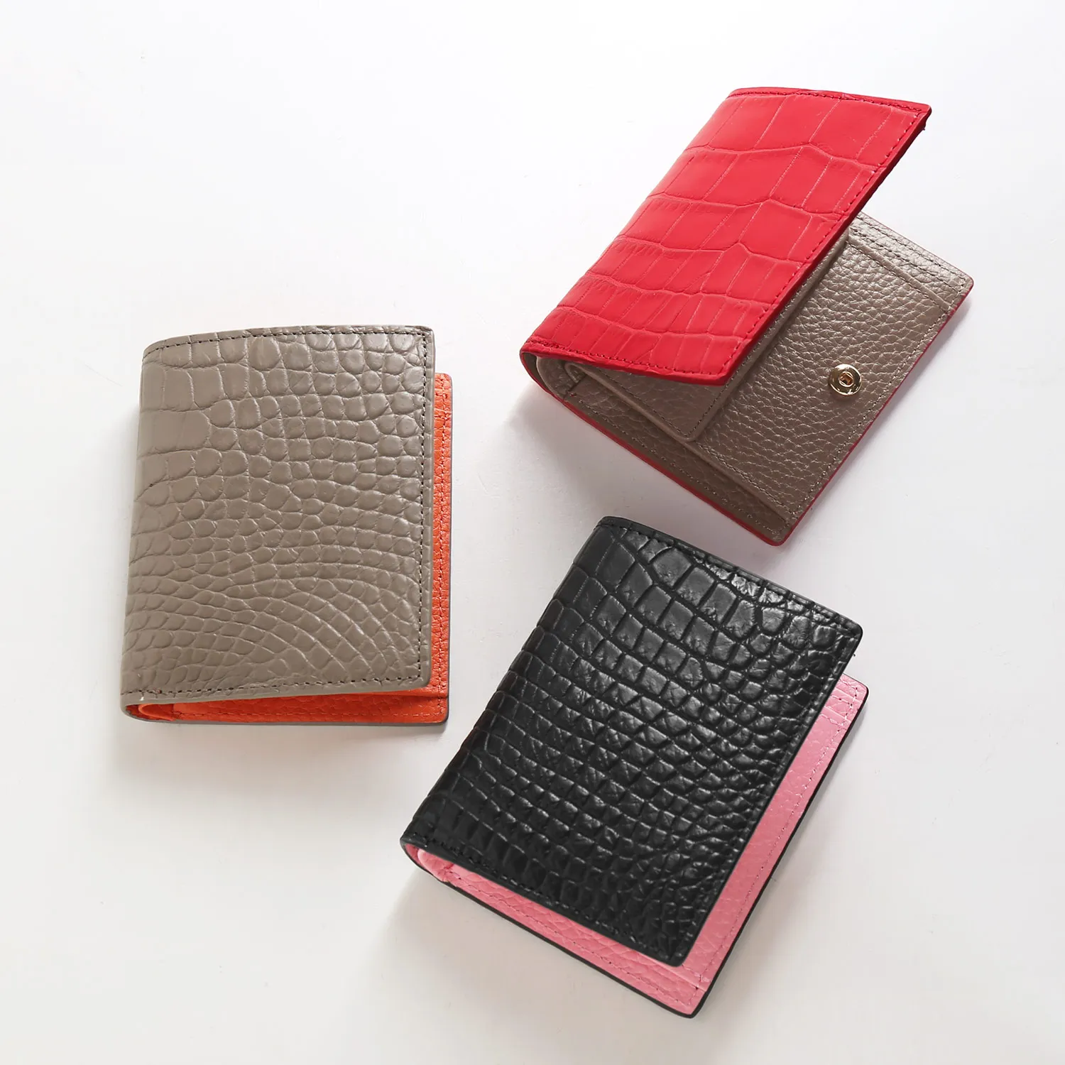 爆買！[20%offクーポン]クロコダイル マット 折り財布 レディース バイカラー 二つ折り財布 小銭入れ付き かわいい ギフト プレゼント (06001752r)