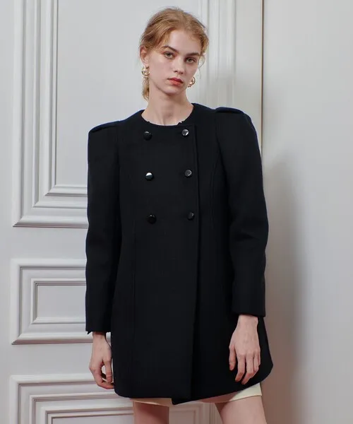 ノーカラーコート コート 「LOULOU WILLOUGHBY」シャルムビーバーパワショルコート レディース