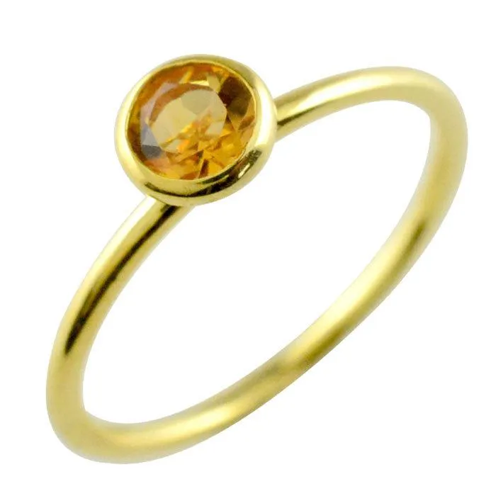 18金 指輪 ピンキーリング k18 リング レディース シトリン 天然石 18k 一粒 カラーストーン 重ねづけ フセコミ 華奢 人気 ファッションリング  ホワイトデー