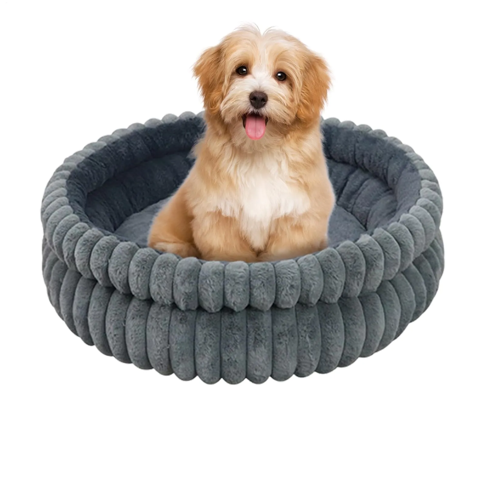 子犬用ベッド | ペット用ドーナツクッション | 51cm 丸型 取り外し可能 落ち着けるクッション ソフト 寝具 ソファ 室内用 ペットベッドマット 犬 子犬 小猫 ベッドサイド 休憩用,子兔子猫用睡眠用室内屋外ペット犬用