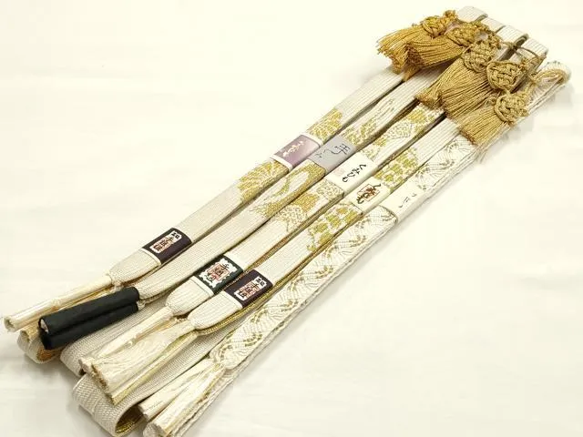 平和屋着物●和装小物 上質な帯締め5本セット 礼装用 高麗組 唐組 金糸 亀房付き 正絹 逸品 未使用 AABF9889ay