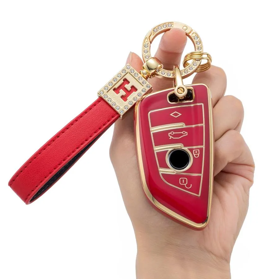 【並行輸入品】Ocezbiis for BMW Key Fob Cover with Keychain,Soft TPU 360 Degree