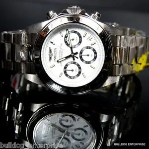 【送料無料】腕時計 メンズインビクタスピードウェイデイトナステンレスホワイトクロノグラフウォッチmens invicta speedway daytona stainless steel white chronograph 200m watch