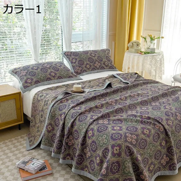 購入15％-30%OFF ガーゼケット タオルケット 3点セット 枕カバー ブランケット 北欧 花柄 柔らかい シングル 綿100% 夏用 軽量 南国風 大判 膝掛け 吸湿 通気速乾 キルトケット 洗える 昼寝用 オフィス 冷房対策 プレゼント 四季適用