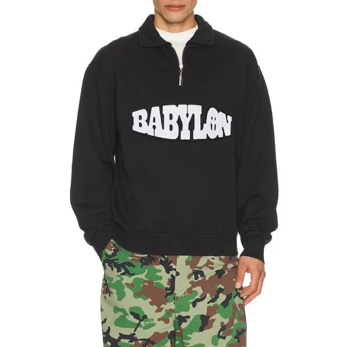 Babylon 【 Half Zip Pullover Sweater Men Jet Black 】 ハーフ トレーナー メンズ 黒色 ブラック