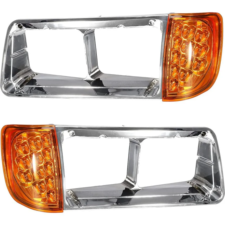【並行輸入品】 Partsam Pair Headlight Bezel with Amber LED Turn Signal Light 3 Wir