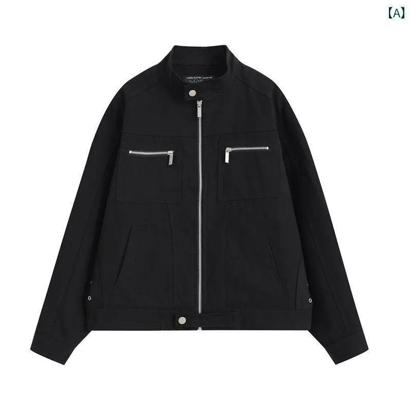 アウター メンズ ジャケット パーカ WaitingWave レトロ ハリントン ウォッシュド キャンバス ジャケット メンズ アメリカン スタンドカラー カジュアル ワークウェア レディース