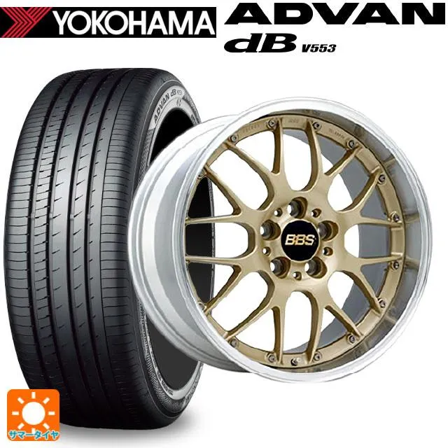 送料無料 サマータイヤホイール 4本セット 225/55R19 103V XL ヨコハマ アドバンデシベル V553 正規品 BBS RS-GT 19