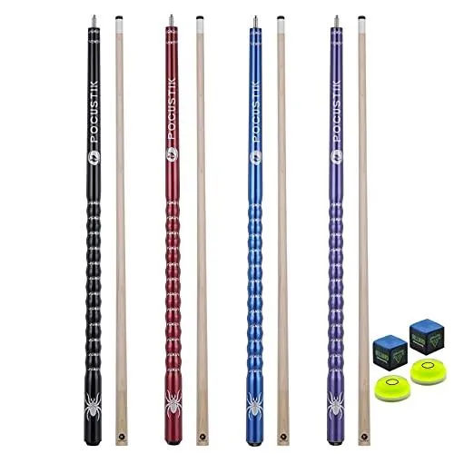 海外輸入品 ビリヤード POCUSTIK 4-Pack Pool Cues 18 19 20 21 oz, 58\" 2-Piece Pool Sticks for Adults S