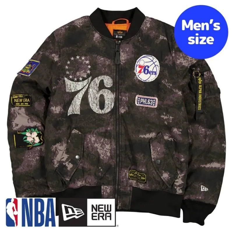 NBA公式 メンズ アウター ジャケット MA-1 スタジャン ボンバージャケット ジャンパー フィラデルフィア・76ers Philadelphia 76ers ニューエラxアルファ