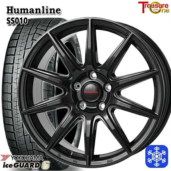 215/55R17インチ ヨコハマ アイスガード IG60 5H100 スタッドレスタイヤホイール4本セット ヒューマンライン SS010 BK