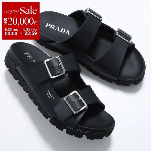 PRADA プラダ スライドサンダル 2X3159 3LKK メンズ ラバー ストラップ ロゴ EVA チャンキーソール シューズ 靴 F0002/NERO