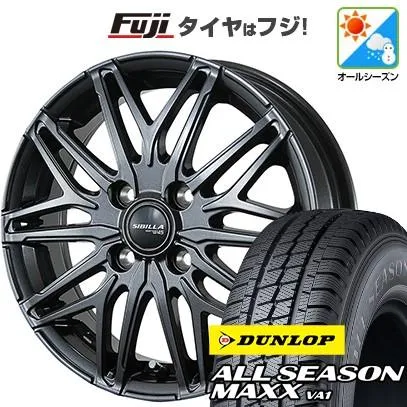 【新品 軽自動車】軽トラ 軽バン オールシーズンタイヤ ホイール4本セット 145/80R12 80/78N DUNLOP オールシーズンMAXX VA1 トピー シビラ NEXT W45 12インチ