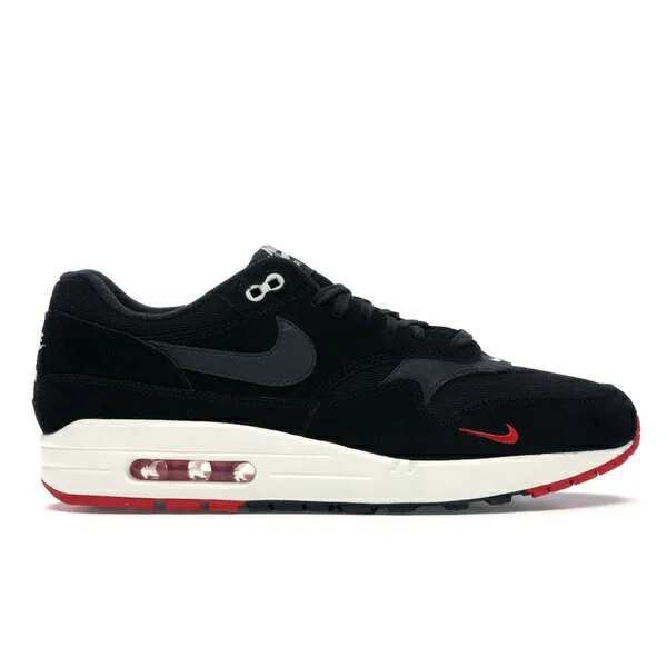 Nike ナイキ メンズ スニーカー  【Nike Air Max 1 Mini Swoosh Bred】  サイズ US_12(30.0cm) Black/Oil Grey-University Red
