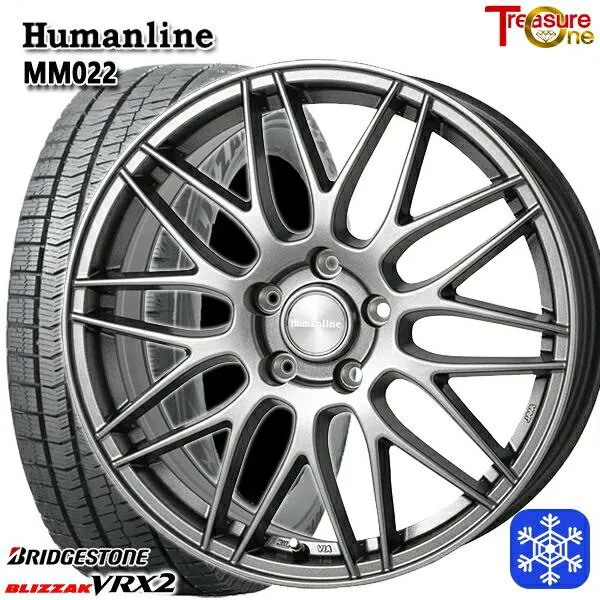 215/50R17インチ ブリヂストン ブリザック VRX2 5H114.3 スタッドレスタイヤホイール4本セット ヒューマンライン MM022