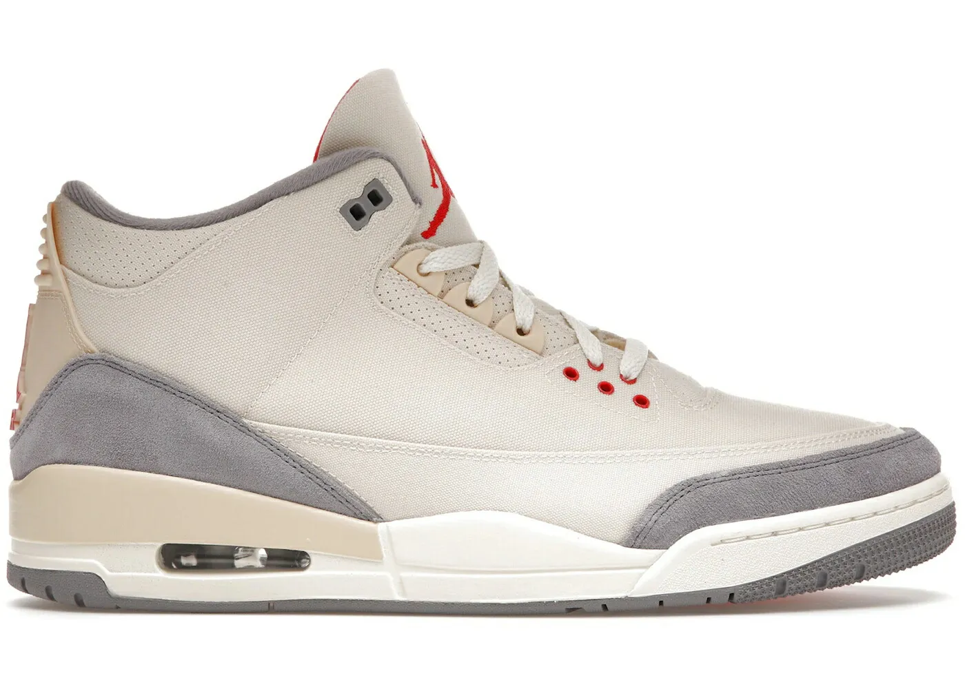 ナイキ ジョーダン 赤 レッド 灰色 シメント スニーカー メンズ JORDAN 3 RETRO MUSLIN / MUSLIN UNIVERSITY RED CEMENT