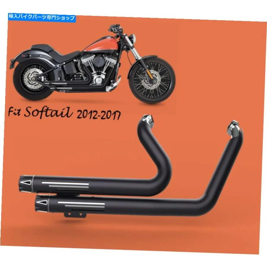 マフラー HD 2012-2017 Fat Boy 2013-2016ブレイクアウトフルエキゾーストブラック2 Fit for HD 2012-2017 Fat Boy 2013-2016 Breakout full Exhaust