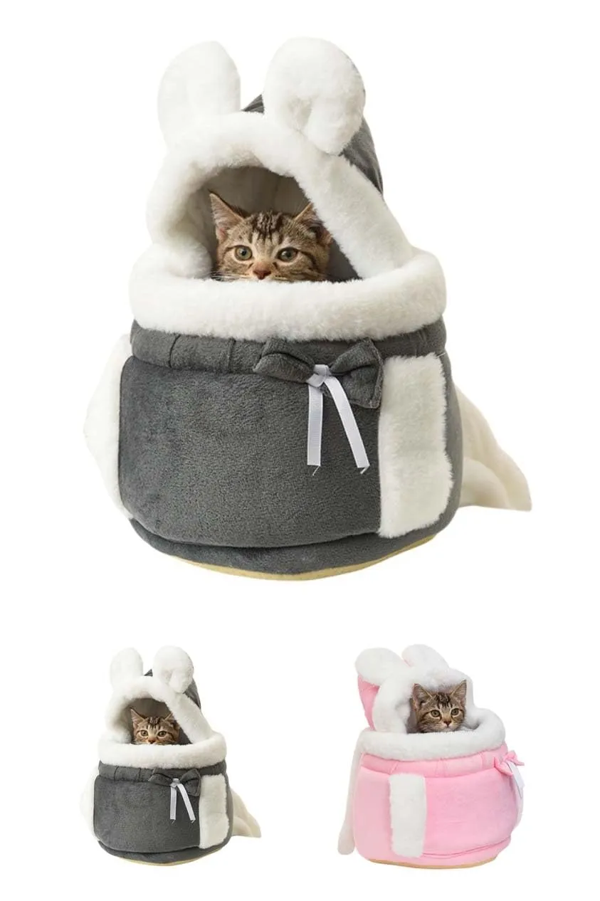 ペットスリング 抱っこ紐 猫バッグ スリング バッグ 冬 ペット 犬 猫 ドッグスリング 猫キャリー ペット用品 防止 ふわふわ 防寒 可愛い 軽量 旅行 災害 交通機関 アウトドア 両手解放 (L,ピンク)