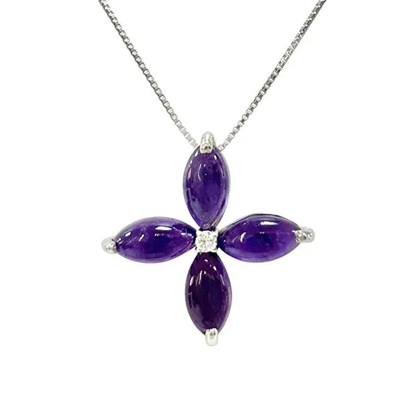 アメジスト 花モチーフ ネックレス プラチナ ネックレス ペンダントネック ダイヤモンド 2.71ｃｔ D-0.02 スライドアジャスター 長さ調整可能 爆買