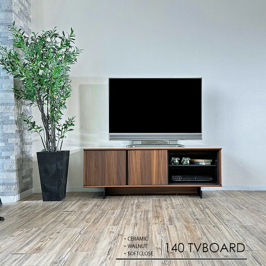 テレビ台 テレビボード おしゃれ TVボード ウォールナット 幅140 セラミック モダン ローボード 高級 サイドボード 石目調 大理石柄 シンプル 取っ手なし 北欧 ブラウン 新築 インスタ映え