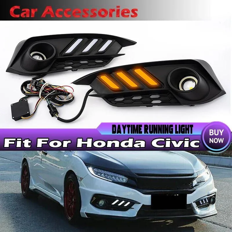 並行輸入品 RHYMING-フォグライト ナイトライト DRL ウィンカー ブルーランプ ホンダシビック 2016 2017 2018