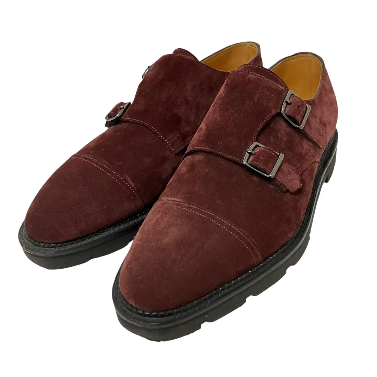 【中古】JOHN LOBB WILLIAM スエードモンクストラップシューズ ワインレッド サイズ：7 【120326】（ジョンロブ）