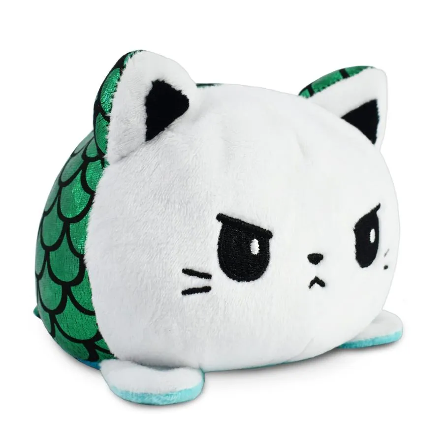 TeeTurtle - The Original Reversible Cat Plushie - Mermaid Cat - Cute Sensory Fidget Stuffed Animals That Show Your Mood