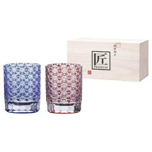 創作切子 匠 Premium 僥倖 オールドM280ml ペア（木箱入） TK-189