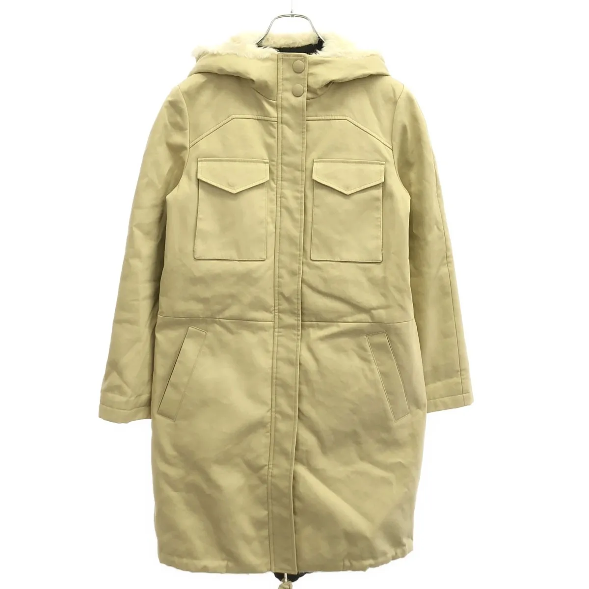 JIL SANDER NAVY ジル サンダーネイビー フェイクファーモッズコート JDF549BJF026A52 ベージュ 38 【中古】 IT0K73RDXG34