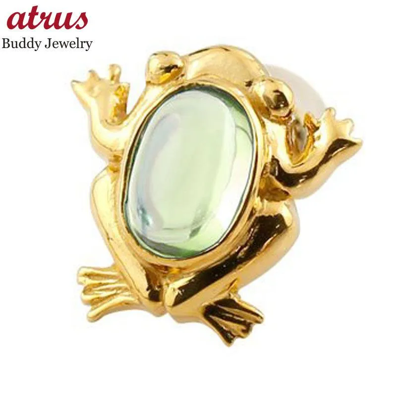 ピアス レディース 片耳ピアス カエル ペリドット 蛙 スタッドピアス イエローゴールドk18 18k 8月誕生石 18金 宝石 送料無料 セール 爆買
