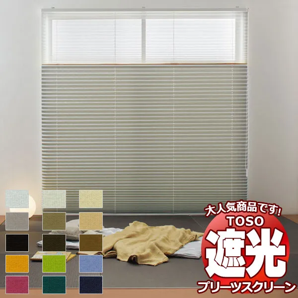 【最大ポイント23倍＋クーポン】トーソー プリーツスクリーン しおり25 ツイン コードレスツイン 遮光 コルトシークル TP-8095～8109 幅800×高さ600mm迄