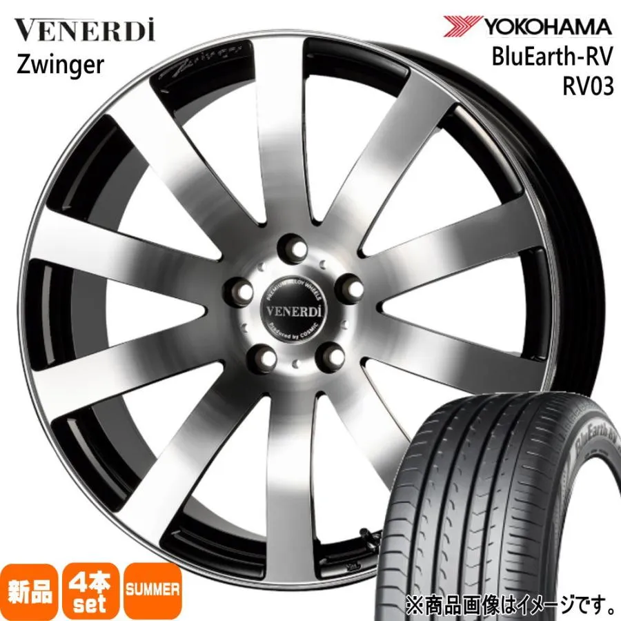 90系 ノア ヴォクシー SAI プリウスα ヨコハマ 215/45R18 93W XL BluEarth-RV RV03 夏用 サマータイヤ VENERDI Zwinger 18インチ