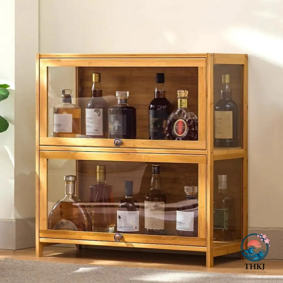 【全品2点で5%OFF】小型 酒棚 ウイスキー棚 ウイスキー 収納 竹素材 アクリルドア お酒 棚 お酒 収納 酒棚 ディスプレイ ウイスキー 棚 ウイスキー 棚 おし