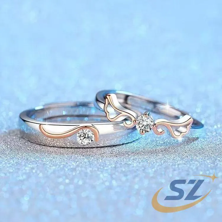 ペアリング 結婚指輪 天使の翼 マリッジリング 金属アレルギー対応 シルバー シェンヘン S925銀製 フリーサイズ 使いやすい 人気 プレゼント 日常使い