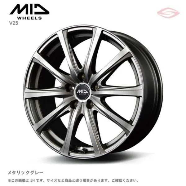 MIDホイールズ V25 ホイール4本セット 16x6.5J 5H 114.3 ＋48 メタリックグレー/16インチ