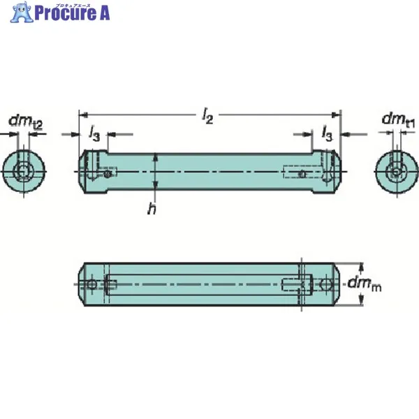 SANDVIK 円筒平取り付きシャンク コロターンXSアダプタ(425) CXS-A22-05 (425) 1個 ▼619-0669  ●KO521