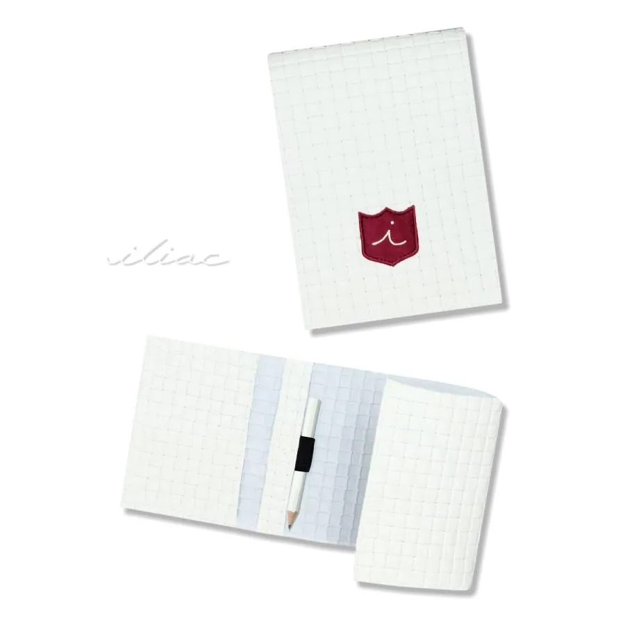 ヤーデージブックカバー イリアック ゴルフ サッサリ 白 本革 手作り Iliac Golf Yardage Book Cover Sassari White