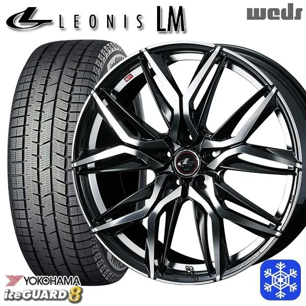 215/50R18インチ ヨコハマ アイスガード IG80 5H114.3 スタッドレスタイヤホイール4本セット ウェッズ レオニス LM PBMC