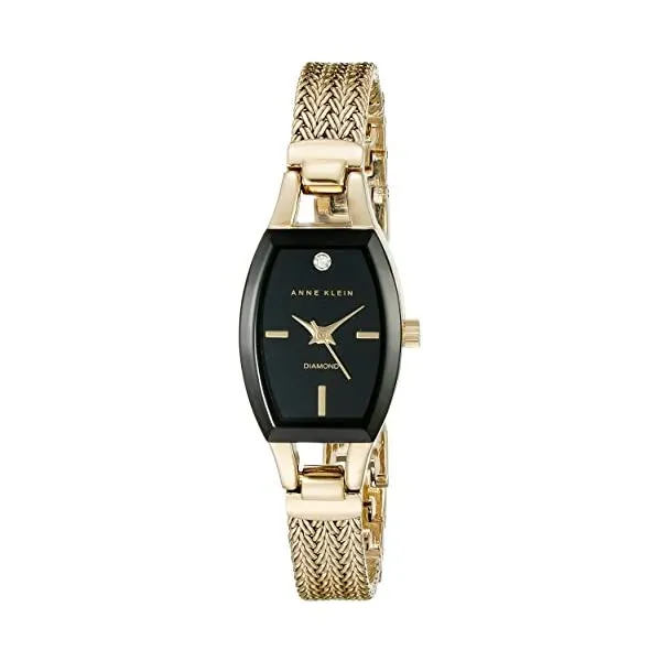 アンクライン Anne Klein 腕時計 ウォッチ 時計 レディース 女性用 Anne Klein Women AK/2184BKGB Diamond-Accented Dial Gold-Tone Mesh Bracelet Watch