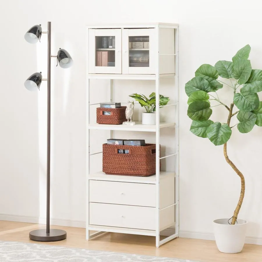 シェルフ ファルセット(シェルフ1659 WH/ガラスキャビネット36 WH/引出し WH) ニトリ
