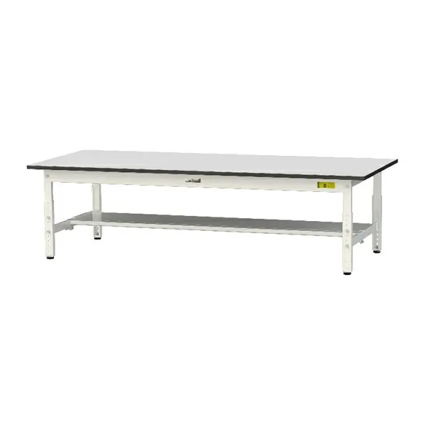 ●u.ヤマキン/山金工業 【SURAL-1875T-GYW】ワークテーブル 150シリーズ 高さ調節タイプ H400mm～H575mm 半面棚板付 RoHS2指令対応塩ビシート天板 組立式