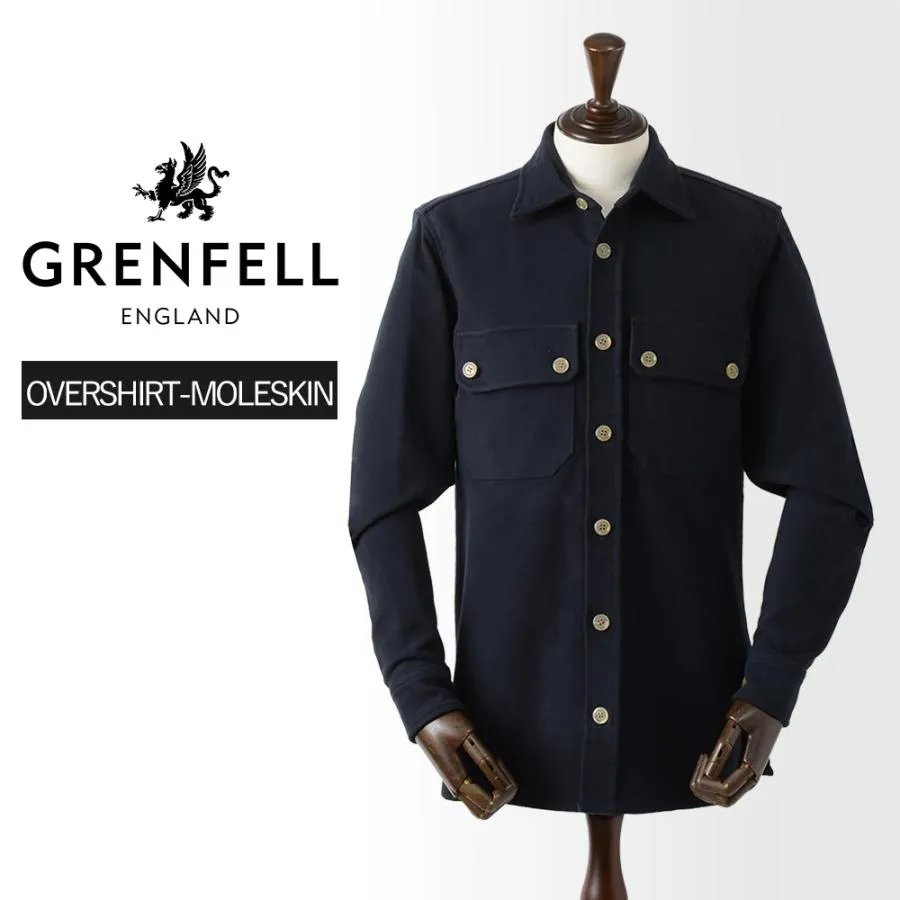 【40%OFF/定価63,800円】グレンフェル 新品 オーバーシャツ OVERSHIRT-MOLESKIN 38 ネイビー 国内正規品 英国製 GRENFELL #f10032 GF38
